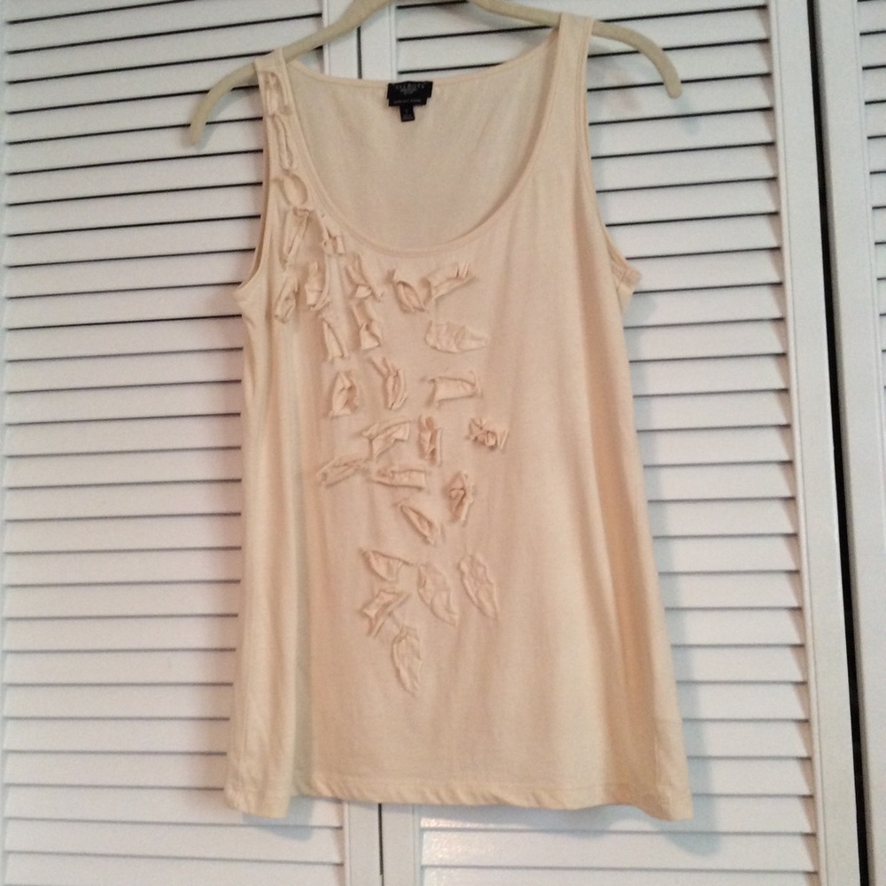 Talbots Beige Sleeveless With Design Top